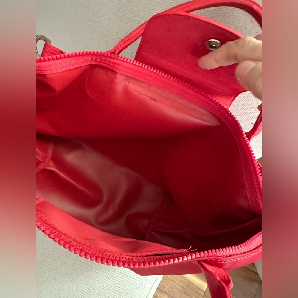 LONGCHAMP MODELE DEPOSE RED NYLON MEDIUM BAG WITH SHOULDER CROSSBODY STRAP - Picture 12 of 14